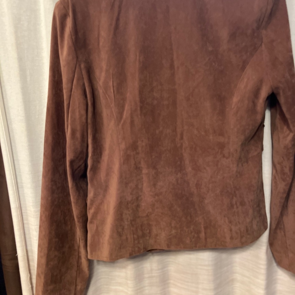 Cato Brown Diamond-Quilt Suede Zip Jacket - Picture 4 of 5